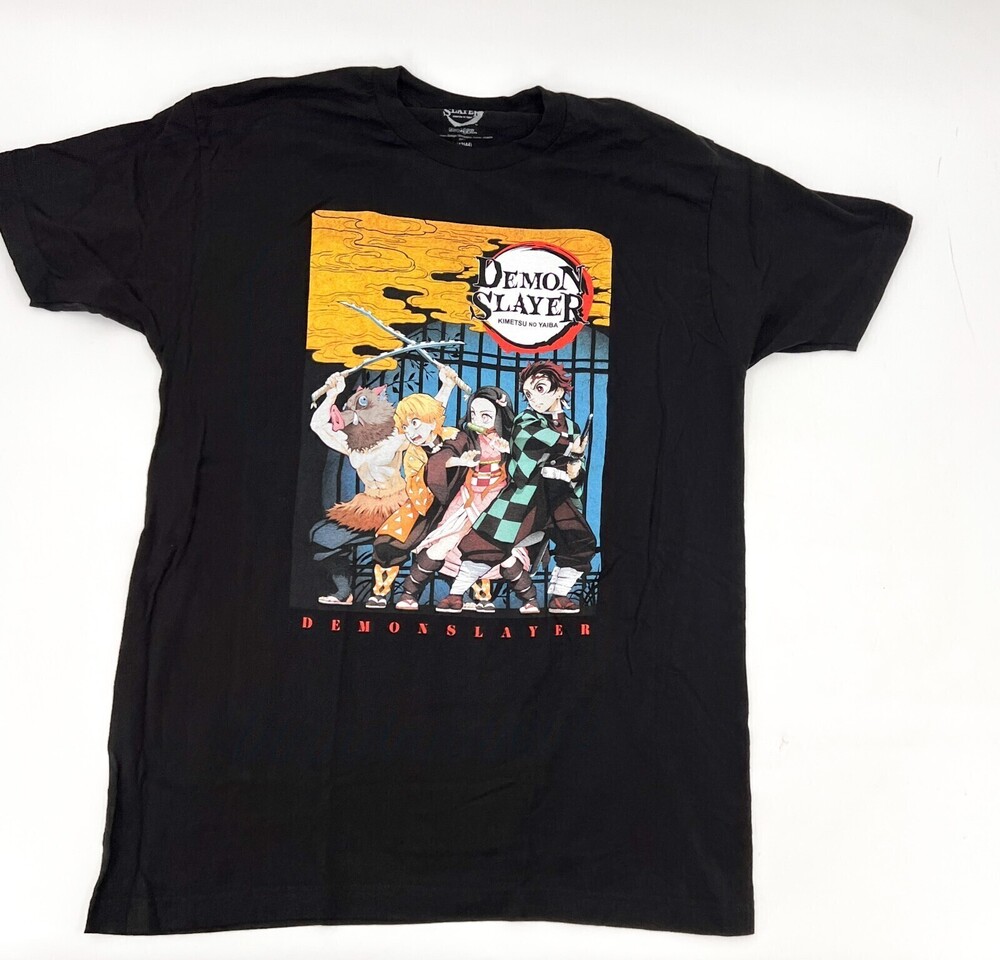 Demon Slayer Shirt Adult Large Black T-Shirt Graphic Anime Tanjiro Nezuko Manga